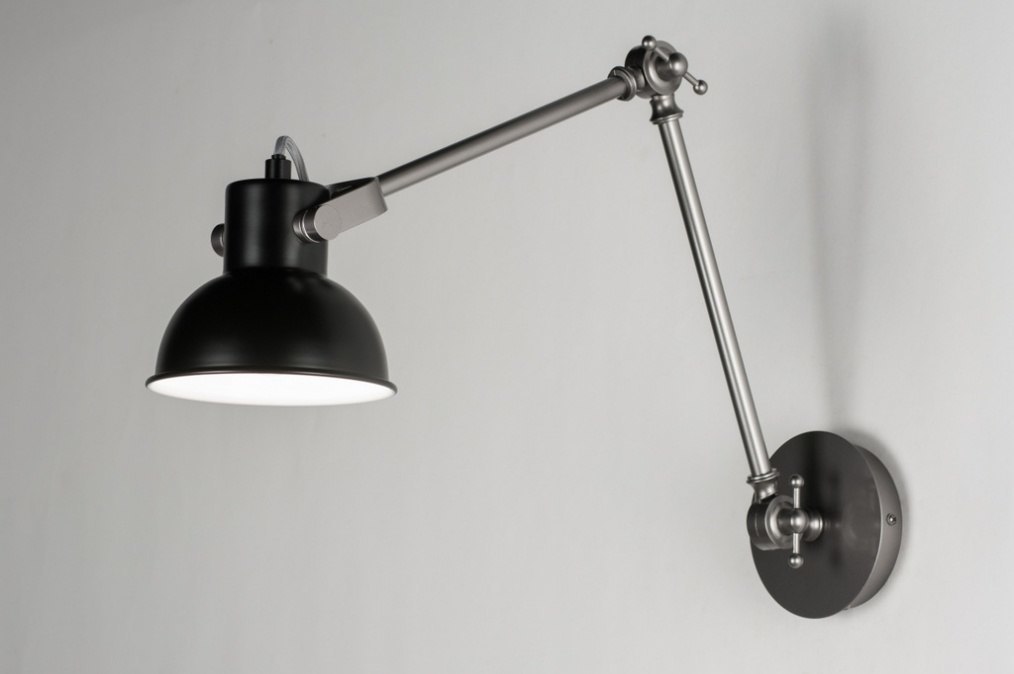 wandlamp 89319 industrie, look, metaal, zwart Grote Wasbak Badkamer ~ wandlamp 89319 industrie, look, metaal, zwart