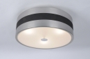 bekijk plafondlamp-70554-modern-retro-geschuurd_aluminium-chroom-glas-wit_opaalglas-zwart-mat-rond