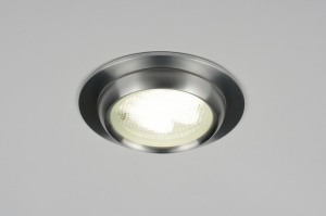 inbouwspot 70204: modern, design, geschuurd aluminium, glas, wit opaalglas, rond ...