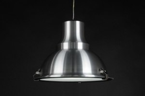 hanglamp 70366: modern, retro, industrie, look, geschuurd aluminium, rond ...