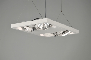 hanglamp 85541: modern, design, industrie, look, aluminium, wit, mat, rechthoekig ...