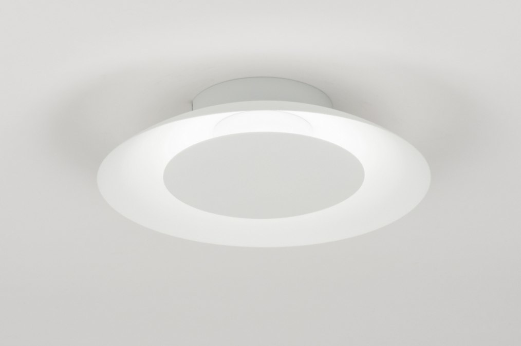 Plafondlamp 11610: modern, metaal, wit, rond #0