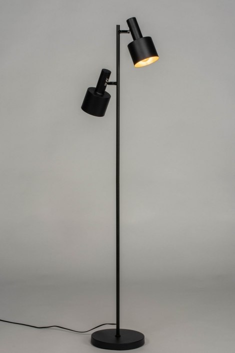 Kwade trouw George Eliot dealer Vloerlamp 11664: Modern, Retro, Metaal, Zwart