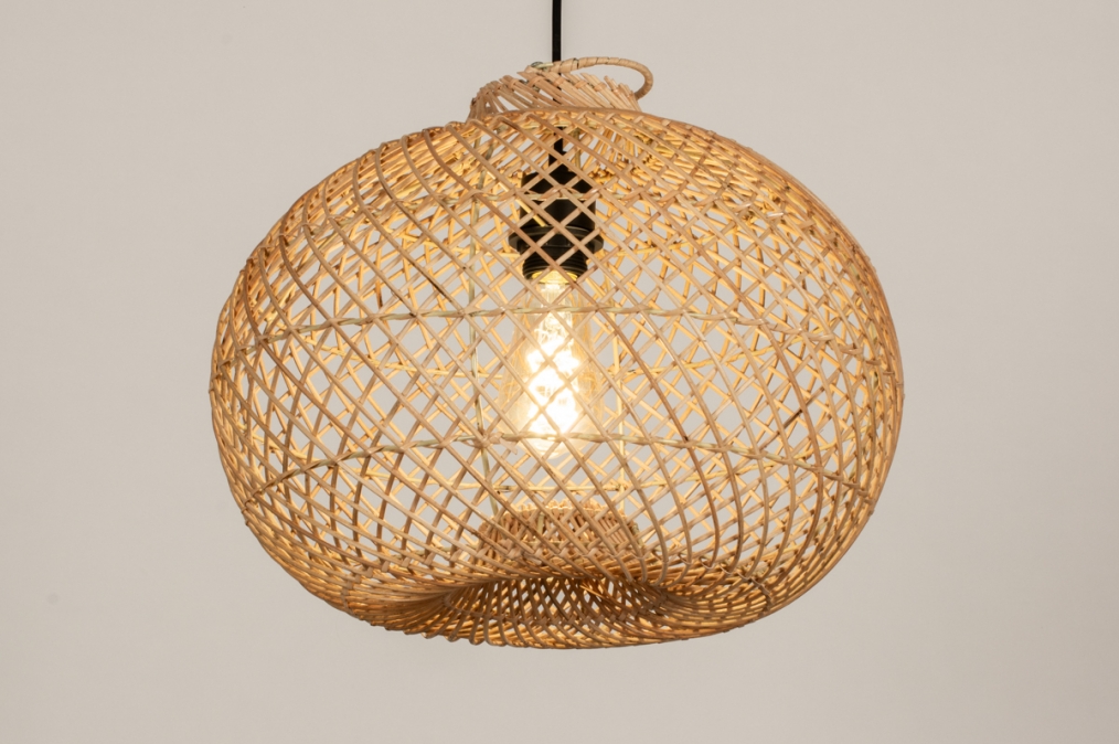 Robijn Modieus Boer Hanglamp 12463: Modern, Retro, Hout, Riet