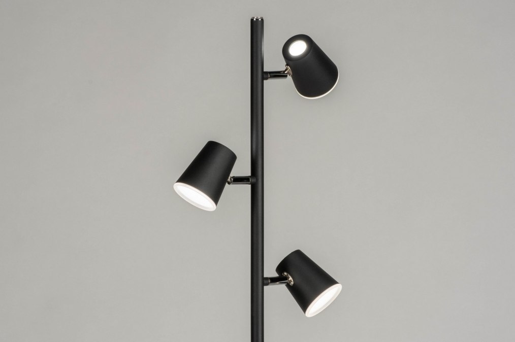 Speciaal Stroomopwaarts AIDS Staande Lamp 12855: Design, Modern, Metaal, Zwart