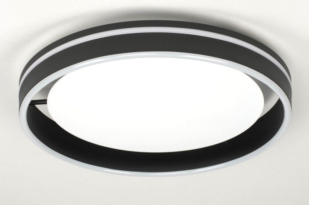 Deckenleuchte 13146: Modern, Metall, Schwarz, Matt