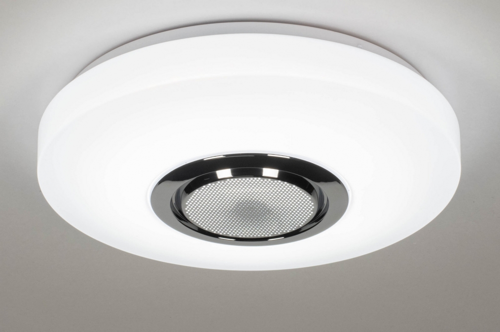 Plafondlamp 13250: modern, kunststof, wit, chroom #0