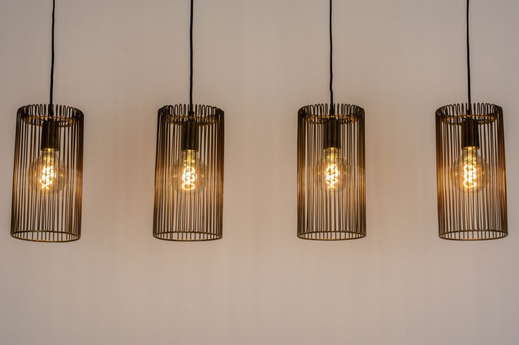 Pendelleuchte 13382: Modern, Zeitgemaess Klassisch, Bronzefarben, Metall