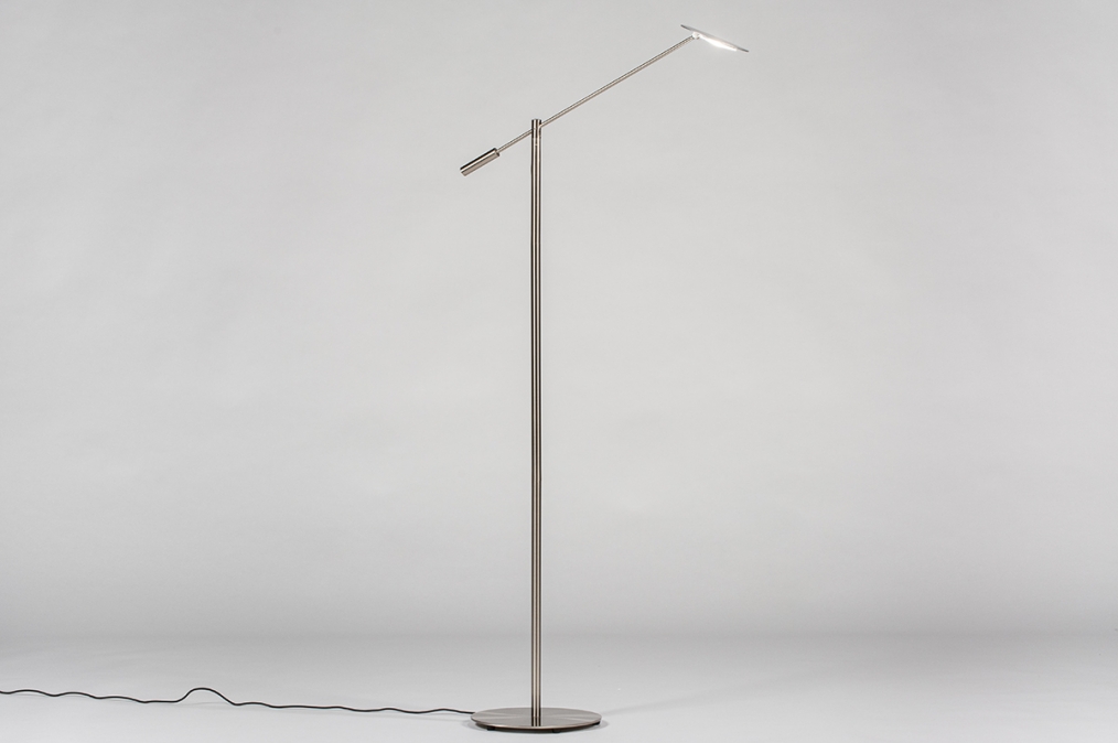 Staande Lamp 13893: Modern, Staal Staalgrijs