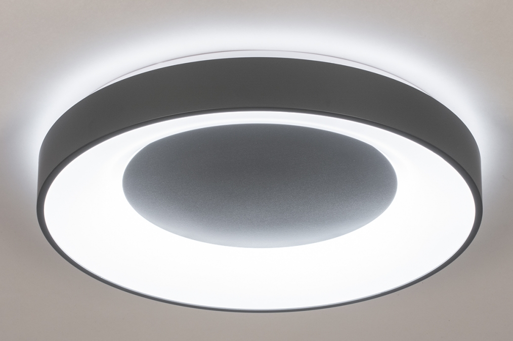 Omgekeerde Indringing Leed Plafondlamp 14197: Modern, Kunststof, Metaal, Zwart