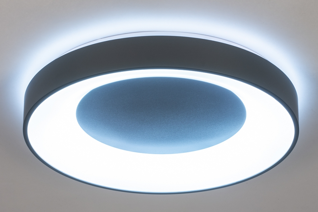 Omgekeerde Indringing Leed Plafondlamp 14197: Modern, Kunststof, Metaal, Zwart