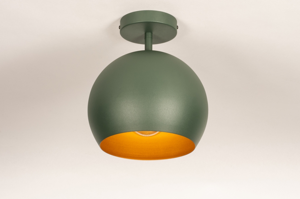 Plafondlamp 14938: modern, retro, metaal, groen #0