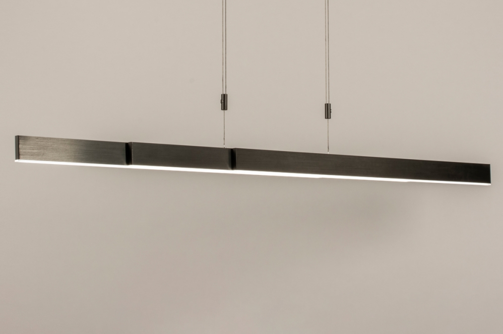 Hanglamp 15099: design, modern, geschuurd aluminium, zwart #0