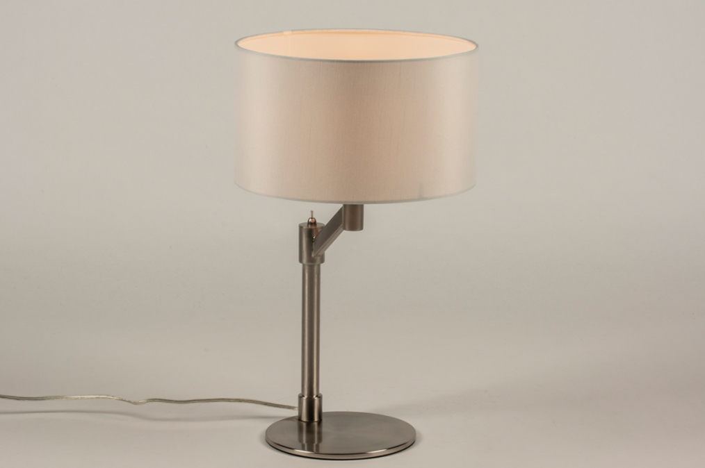 Tafellamp 15204: modern, eigentijds klassiek, staal rvs, stof #0