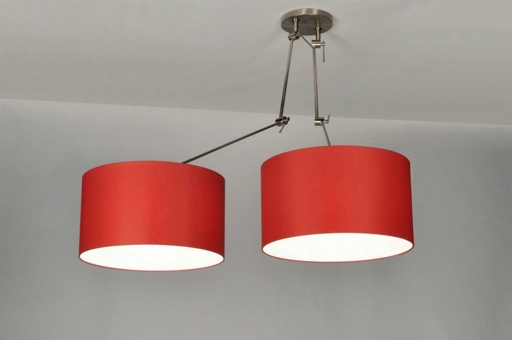 Hanglamp 30099: modern, stof, rood, rond #0