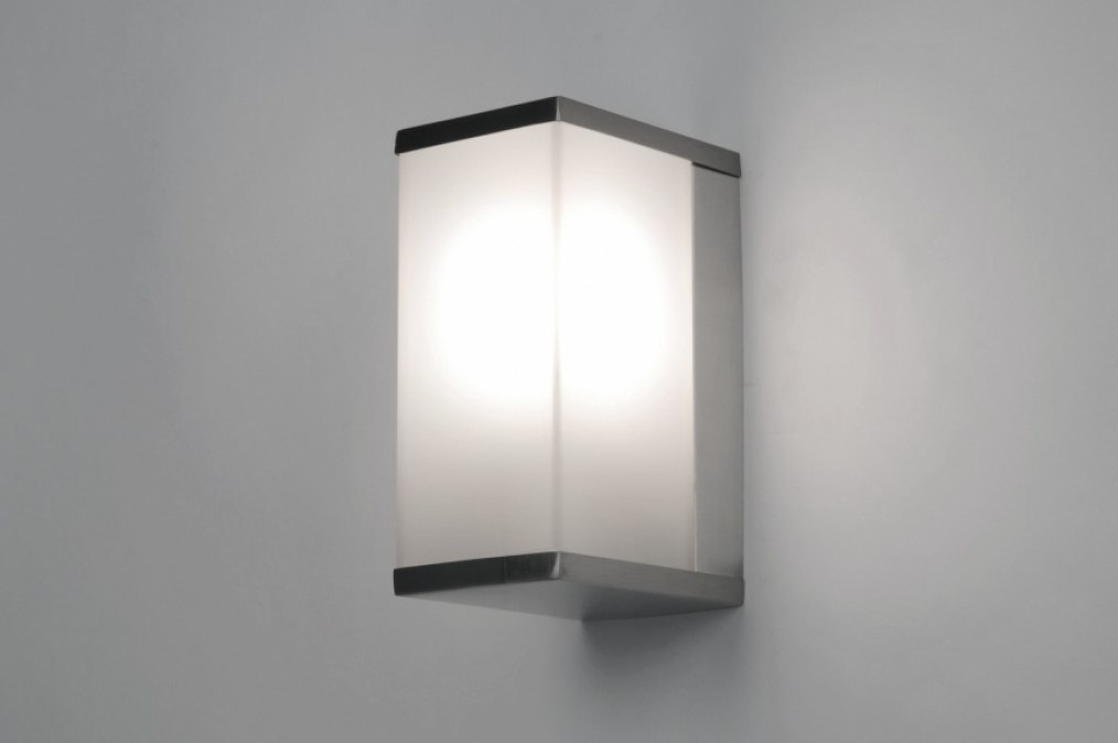 Geven Weekendtas Hoes Wandlamp 30249: Modern, Staal Rvs, Kunststof, Wit