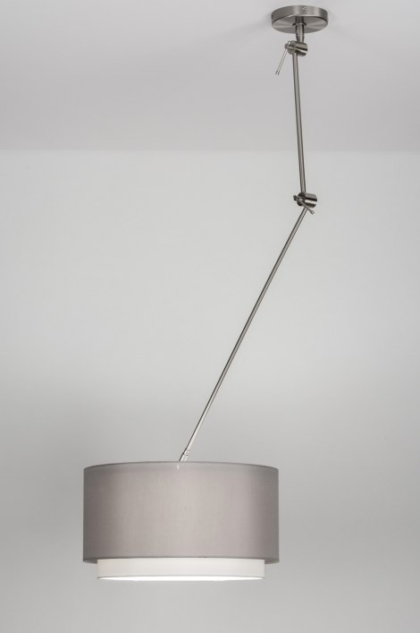 bibliothecaris Voorverkoop Weigeren Hanglamp 30721: Landelijk, Modern, Staal Rvs, Stof