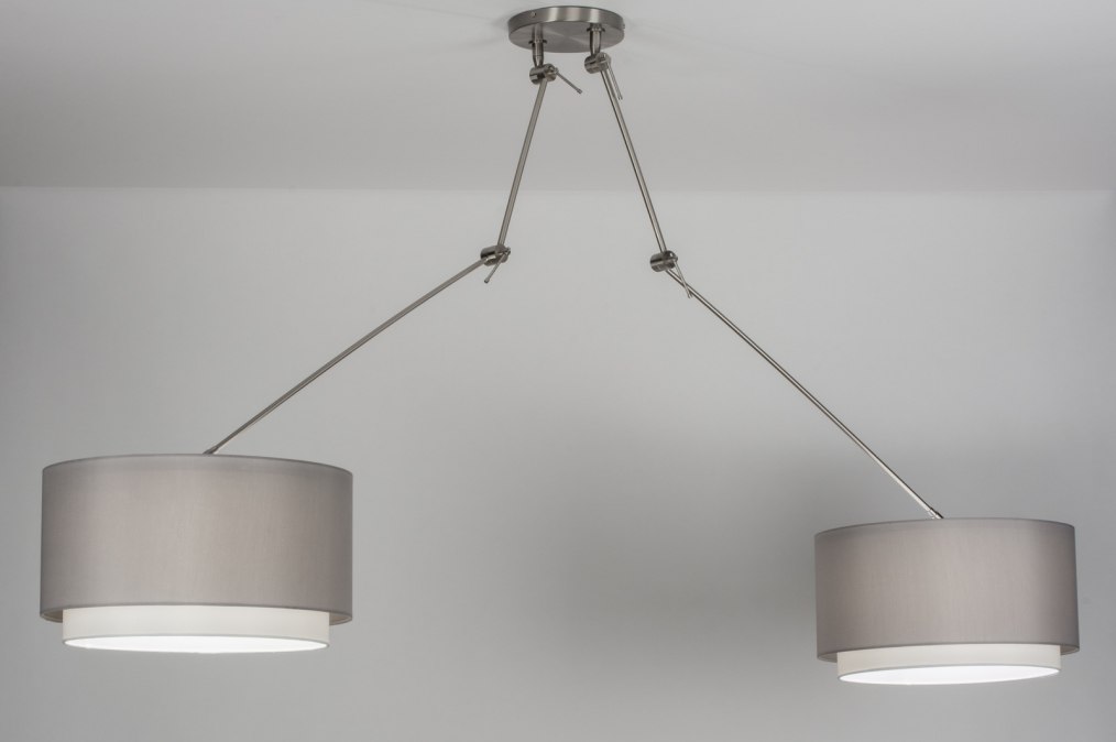 Tijdreeksen Bemiddelaar Rang Hanglamp 30722: Landelijk, Modern, Staal Rvs, Stof