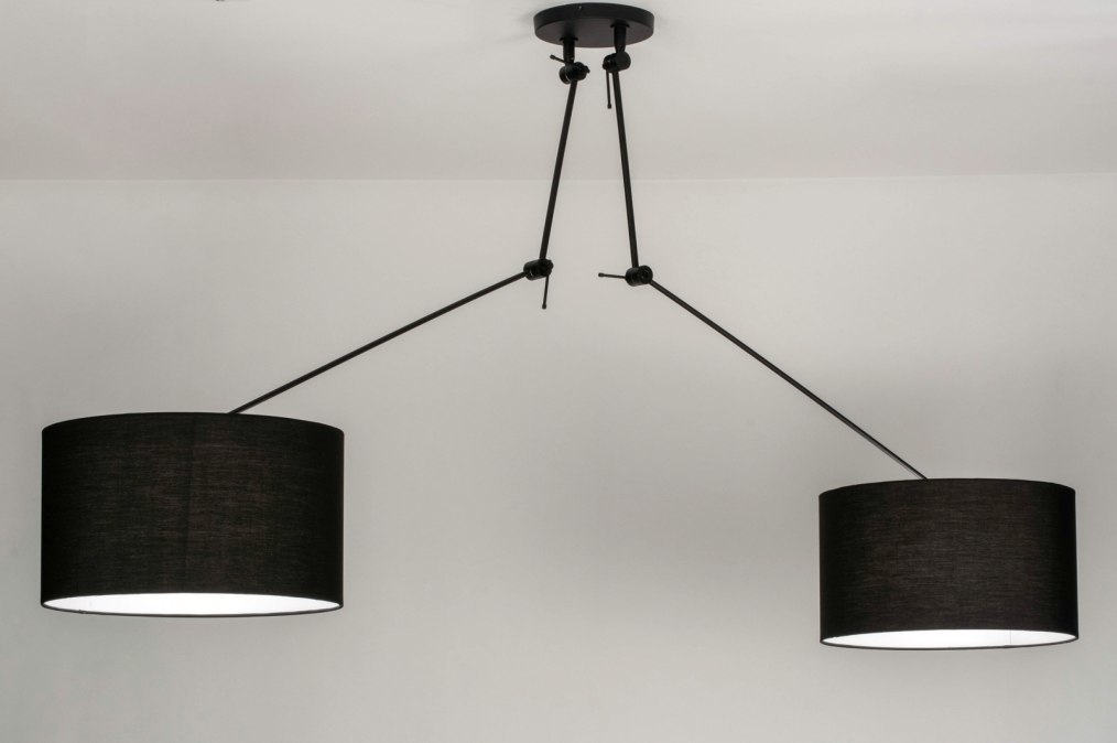 laag Monnik Verstrooien Hanglamp 30764: Modern, Stof, Metaal, Zwart