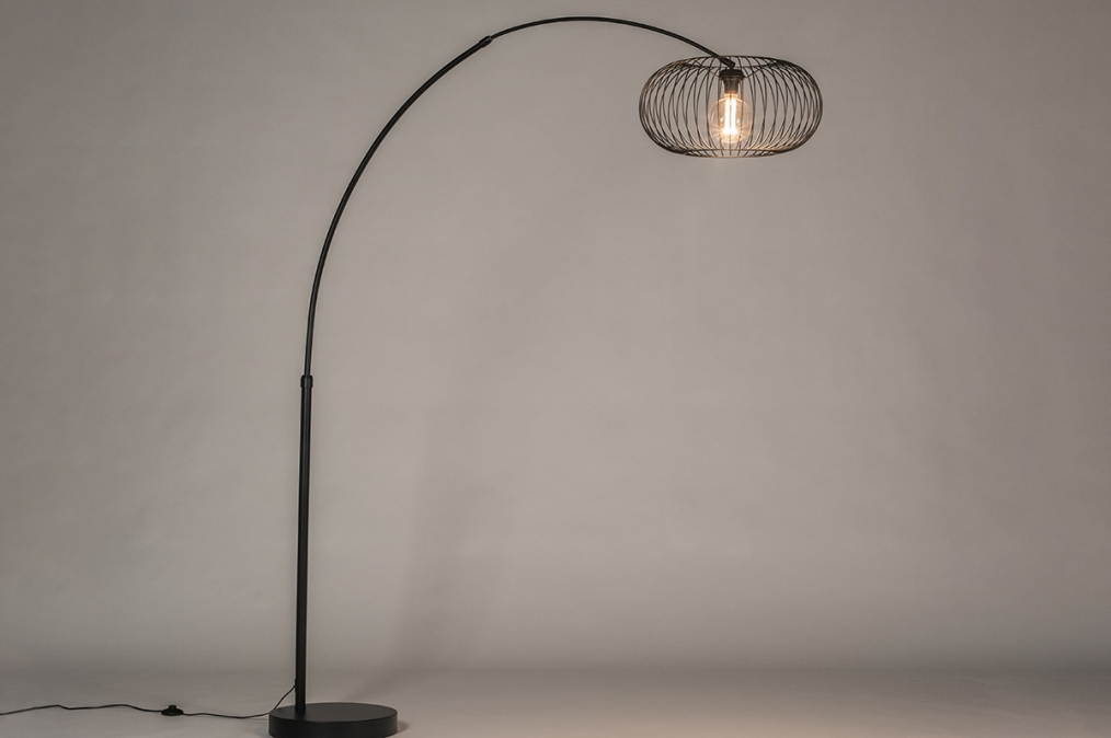 Komkommer lokaal onderhoud Staande Lamp 31043: Modern, Retro, Metaal, Zwart