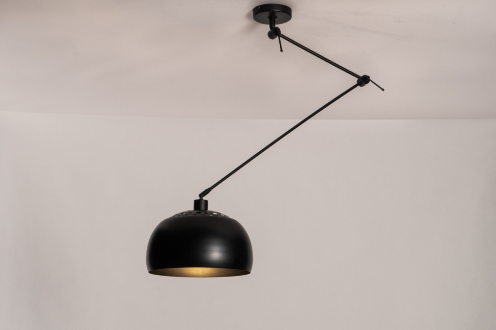 inrichting variabel Verlengen Hanglamp 31173: Modern, Retro, Metaal, Zwart