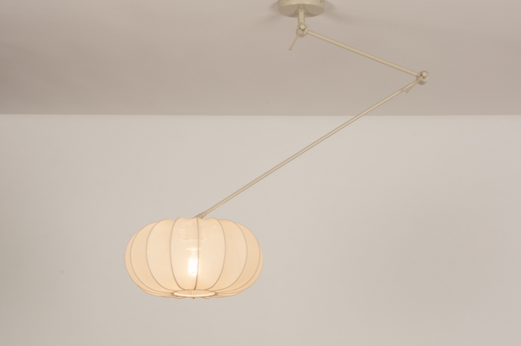 Hanglamp Modern, Stof, Metaal, Beige