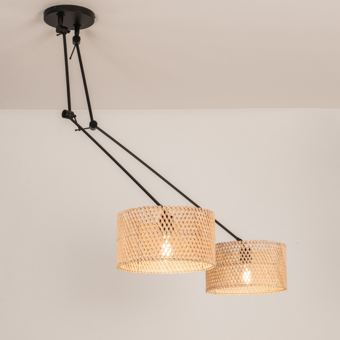 Pendelleuchte 31512 Laendlich Modern Metall Rattan
