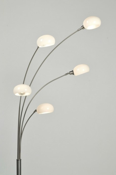 Vloerlamp 70308: modern, glas, wit opaalglas, staal rvs #0