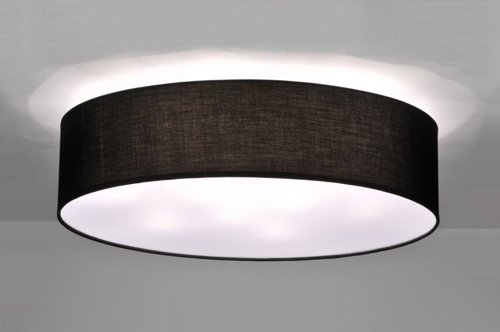 Super Plafondlamp 71272: Modern, Eigentijds Klassiek, Stof, Zwart HN-82