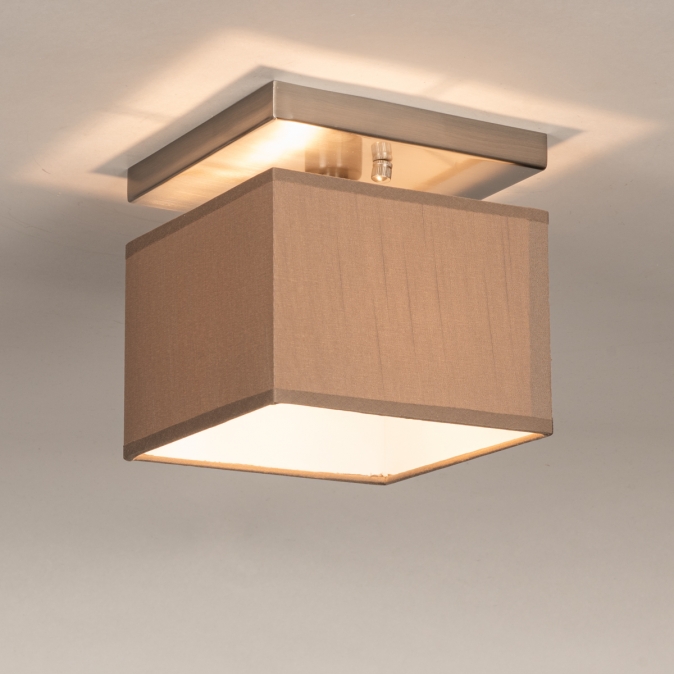 Trouw versnelling Overvloedig Plafondlamp 71810: Modern, Stof, Taupe, Vierkant