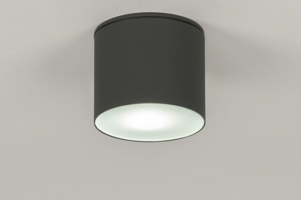 Deckenleuchte 72665: Modern, Aluminium, Anthrazit, Rund