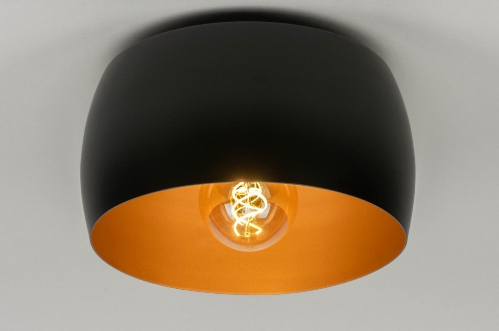 Foto 73032: Ronde plafondlamp in zwart met goud 