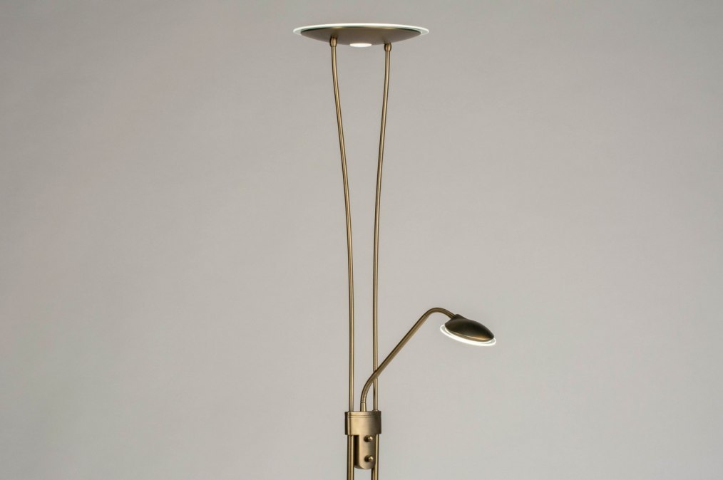 Foto 73188: Moderne led vloerlamp uitgevoerd in brons en voorzien van een uplighter en een leeslamp