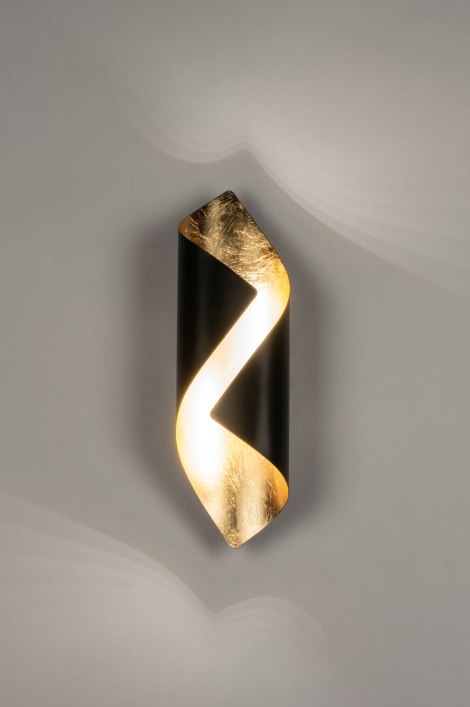 Wandlamp Modern, Metaal, Zwart, Goud