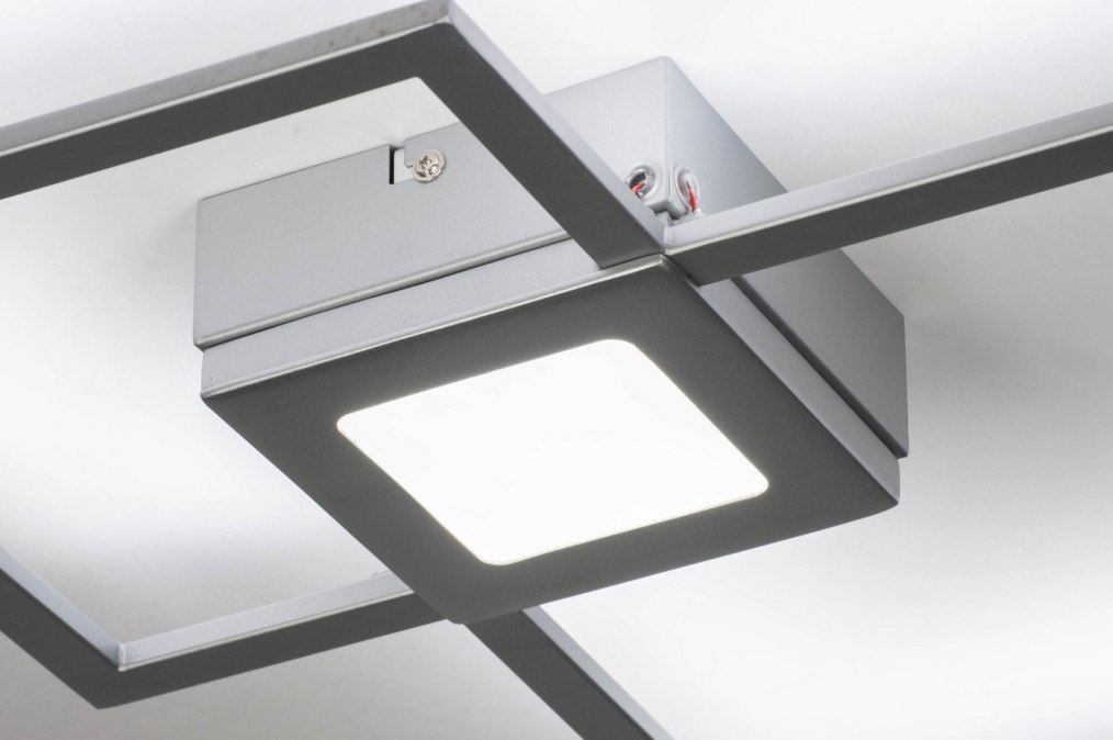 Deckenleuchte 73549: Modern, Metall, Silber, Viereckig