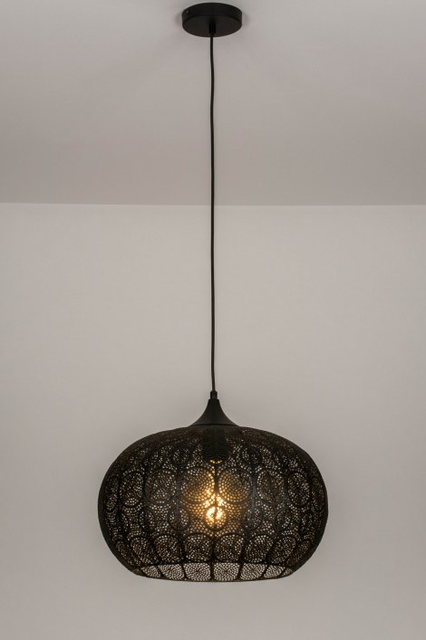 Naschrift spanning Imitatie Hanglamp 73628: Modern, Metaal, Zwart, Mat