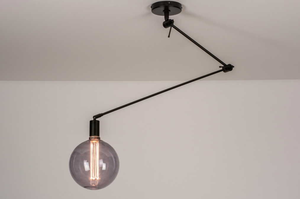 De layout zuiger Springen Hanglamp 74003: Industrieel, Modern, Metaal, Zwart