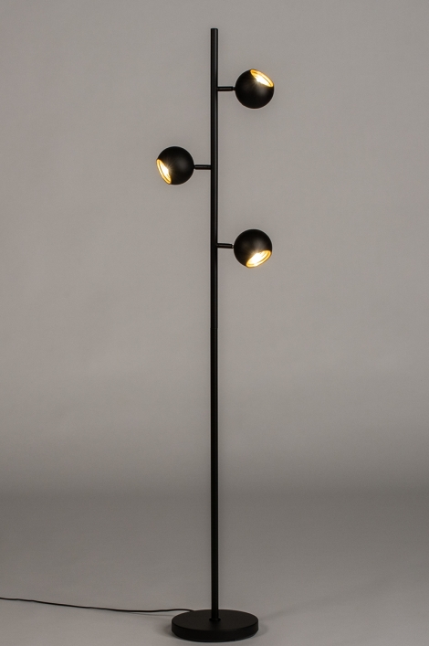 Aan lichtgewicht Agrarisch Vloerlamp 74113: Modern, Retro, Metaal, Zwart