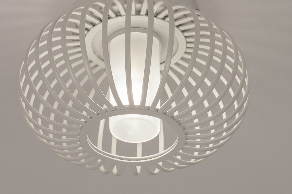 account Gewoon doen landbouw Plafondlamp 74286: Modern, Retro, Glas, Wit Opaalglas