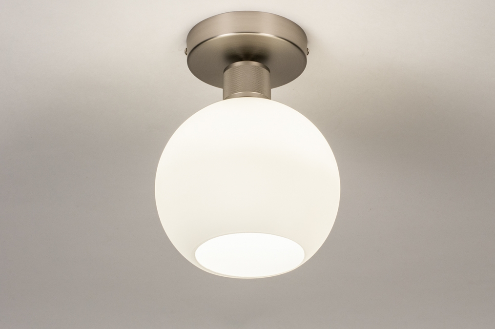 Plafondlamp 74392: modern, retro, glas, wit opaalglas #0