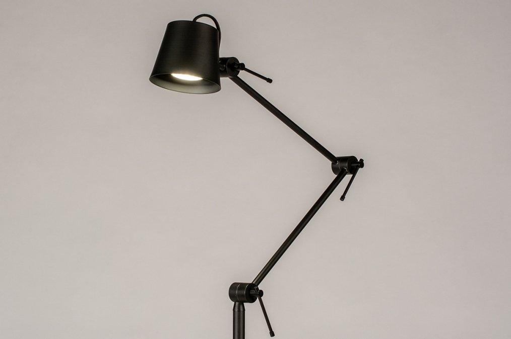 groet bom India Staande Lamp 74427: Industrieel, Modern, Metaal, Zwart