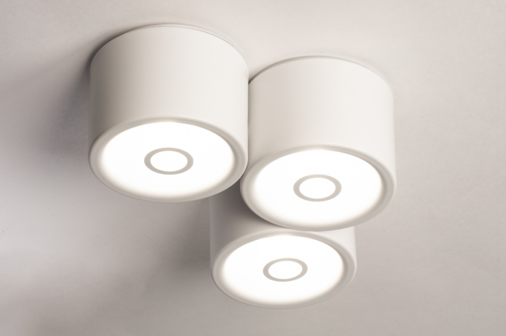 Foto 74585: Witte plafondlamp in cilindervorm geschikt voor in de badkamer