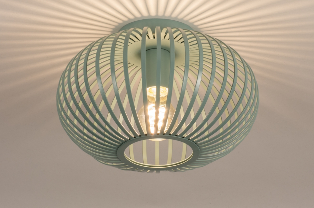 Plafondlamp 74623: modern, retro, metaal, groen #0