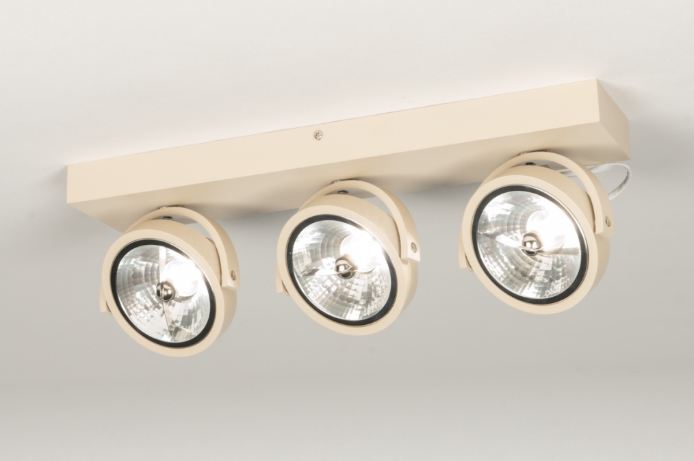 Foto 75440: Industriële 3-lichts plafondspots in het beige met grote spots