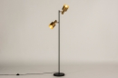 Foto 11663-3: Vloerlamp in zwart en goud met twee verstelbare lampen