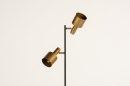 Foto 11663-5: Vloerlamp in zwart en goud met twee verstelbare lampen