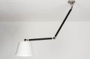 Foto 12500-5: Stoere, robuuste pendellamp in een combinatie van staal met een mat zwarte kleur en voorzien van een witte, stoffen kap.