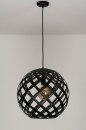 Foto 12587-5: Sfeervolle, stoere hanglamp in mat zwarte kleur, voorzien van open karakter.
