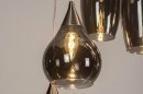Foto 13152-11: Sfeervolle hanglamp voorzien van zes lampen gemaakt van rookglas, geschikt voor led.