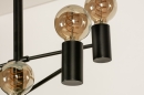 Foto 13317-12: Industriele, zwarte hanglamp voorzien van zes lichtpunten, geschikt voor led verlichting. 